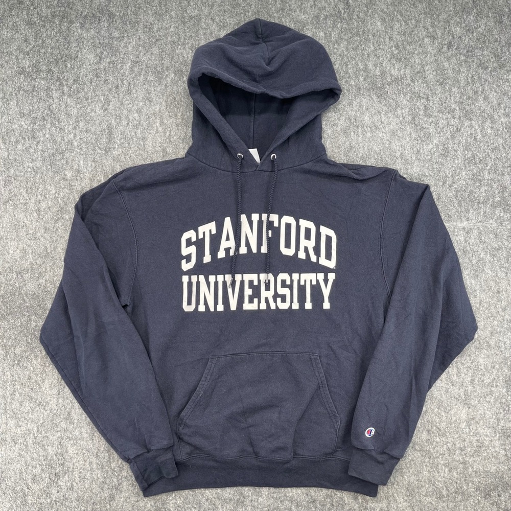 Stanford University Hoodie Mens Medium Navy Blue College Sweatshirt Champion